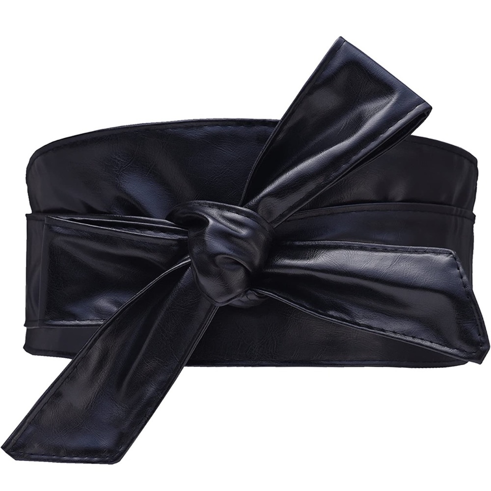 Wide PU Leather self tie wrap belt! NWOT!